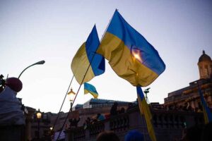 Geel blauwe vlaggen van Oekraine