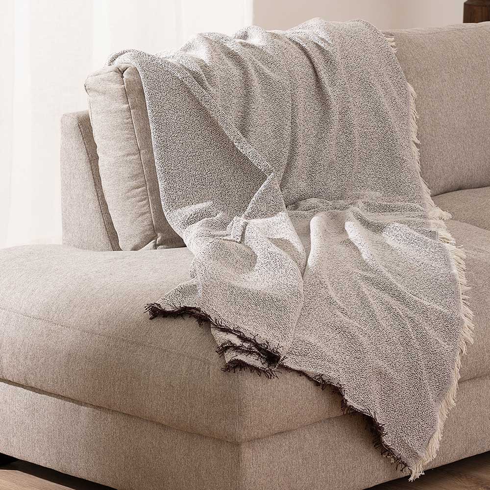 Plaid-Namibia-Bruin-katoen-over-bank Plaid Namibia bruin - Premium Belmarti® kwaliteit
