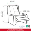Afmetingen-Oorfauteuil-met-relaxfunctie-Anza Recliner Hoes Anza – Luxe bescherming voor jouw relaxstoel!