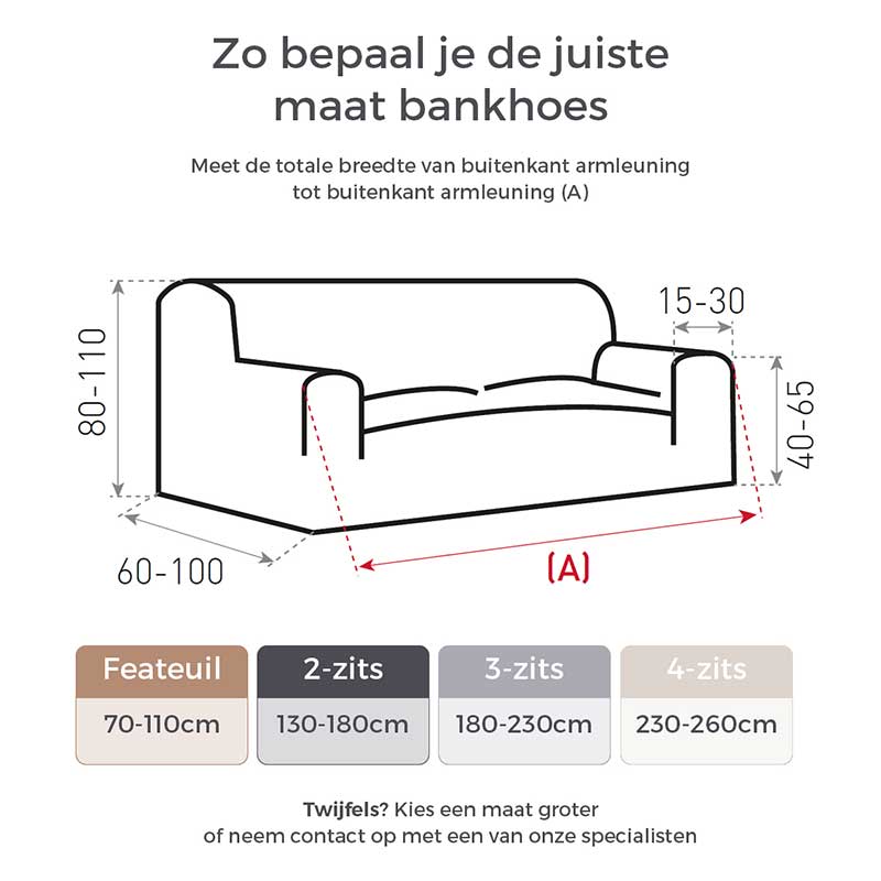 Afmetingen bankhoes Bellagio Velvet